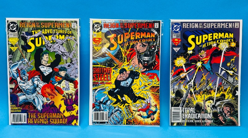 Photo 1 of 195586…3 Superman comics in plastic sleeves 