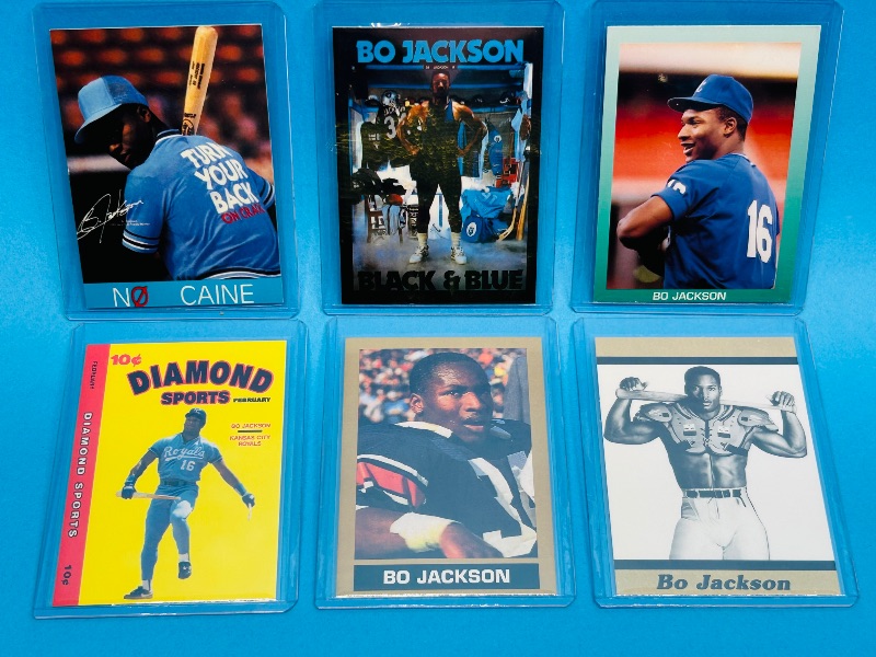 Photo 1 of 195592… 6 Bo Jackson cards in hard plastic sleeves 