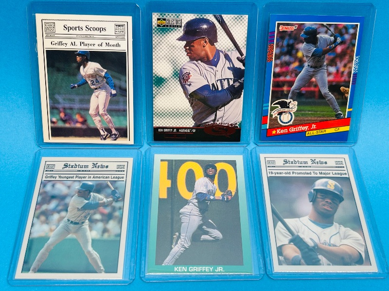 Photo 1 of 195593…6 Ken Griffey Jr. cards in hard plastic sleeves 