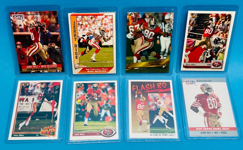 Photo 1 of 195594…8 Jerry Rice cards in hard plastic sleeves 