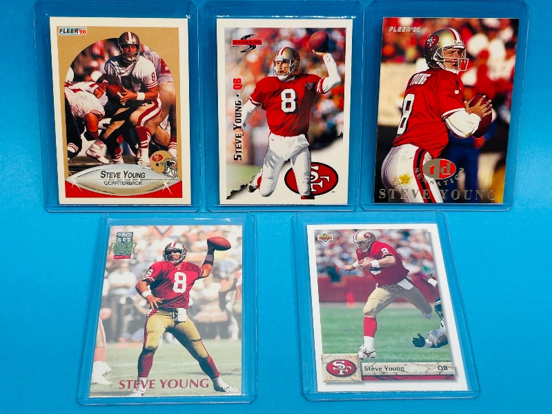 Photo 1 of 195597…5 Steve Young cards in hard plastic sleeves 