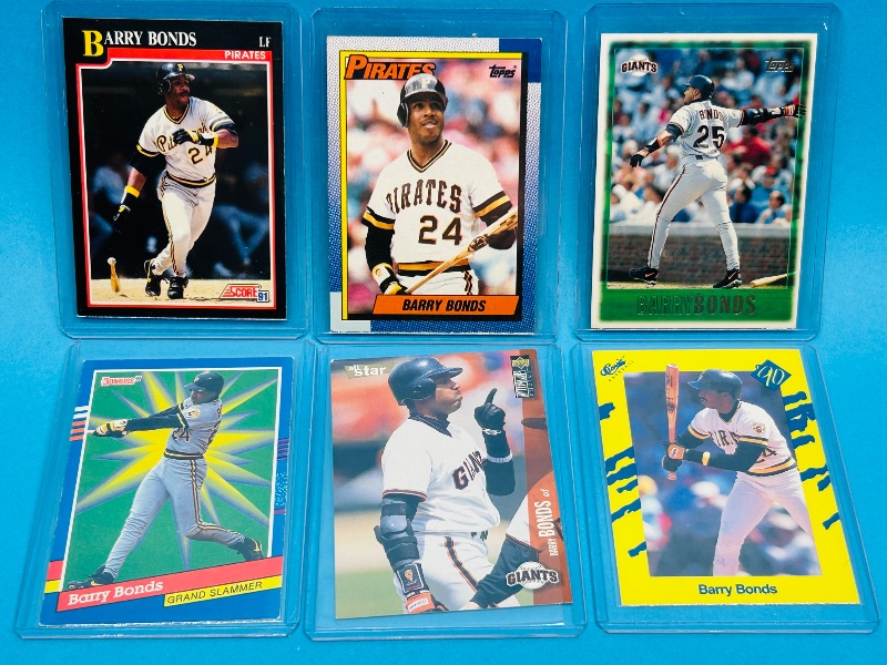 Photo 1 of 195602…6 Barry Bonds cards in hard plastic sleeves 