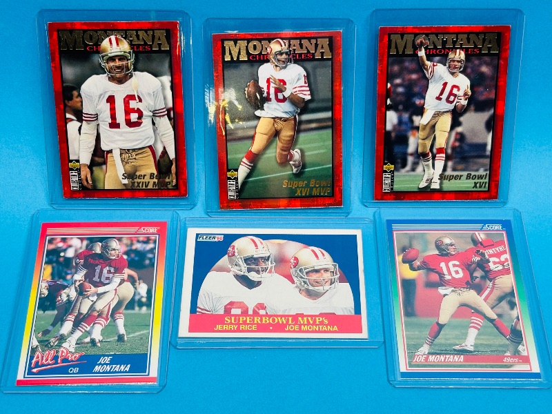 Photo 1 of 195603…6 Joe Montana cards in hard plastic sleeves 