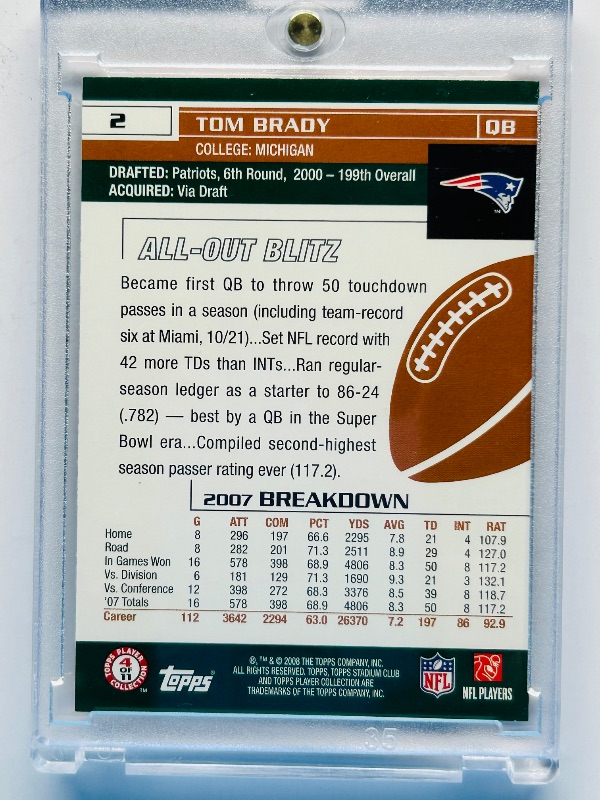 Photo 1 of 195638…Tom Brady card 2 in hard plastic case