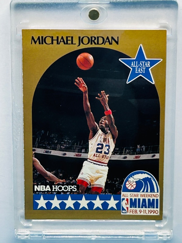 Photo 1 of 195645…Michael Jordan All-Star card 5  in hard plastic case