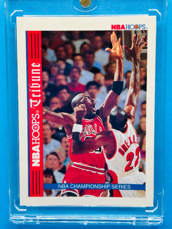 Photo 1 of 195646…NBA Hoops Tribune Michael Jordan card  in hard plastic case