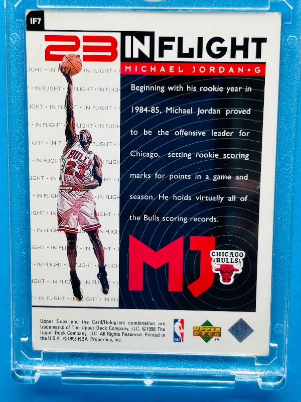 Photo 1 of 195647…Michael Jordan 23 in flight card IF7  in hard plastic case