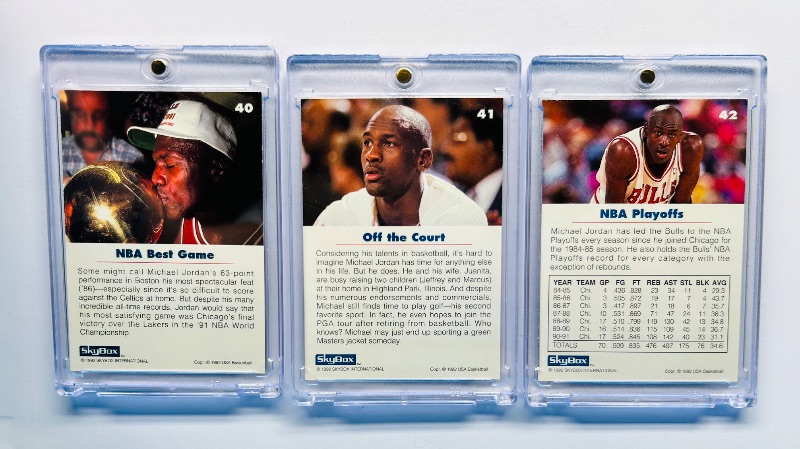 Photo 1 of 195651…3 Michael Jordan cards 40,41,42  in hard plastic cases