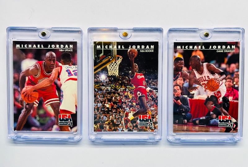 Photo 1 of 195652…3 Michael Jordan cards 37,38,39  in hard plastic cases