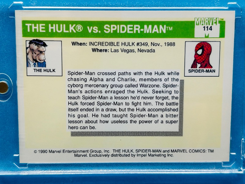 Photo 1 of 195689…vintage Marvel card 114 in hard plastic case
