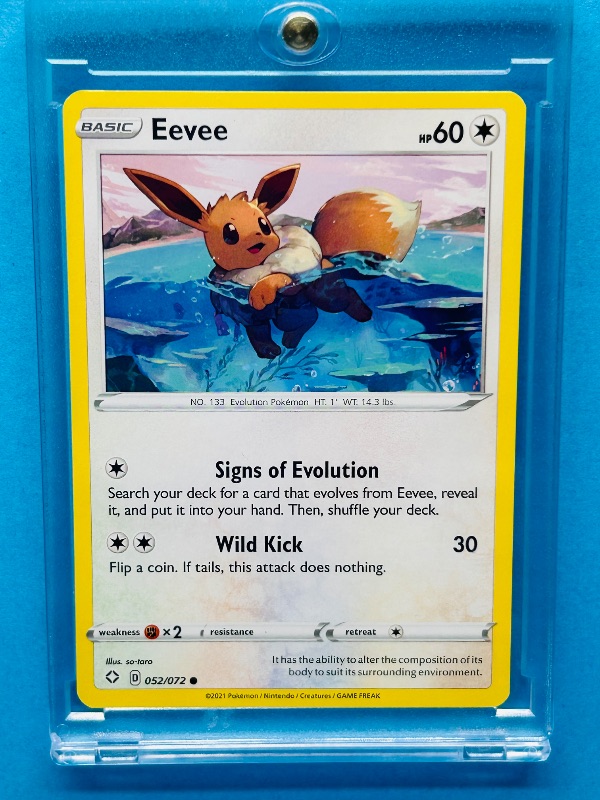 Photo 1 of 195700… Eevee Pokémon card in hard plastic case