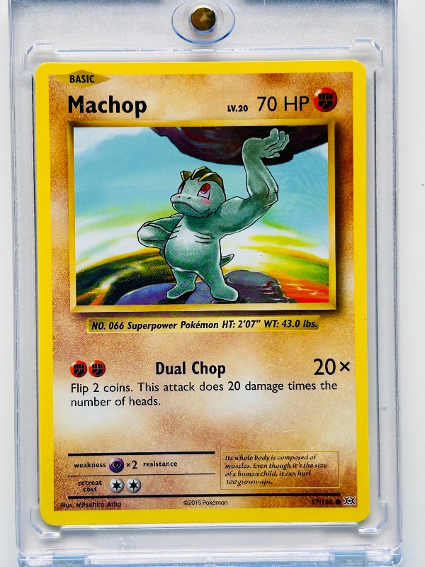 Photo 1 of 195703…Machop Pokémon card in hard plastic case