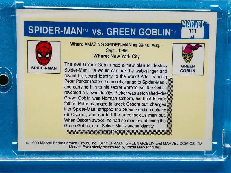 Photo 1 of 195706…vintage Marvel card 111 in hard plastic case