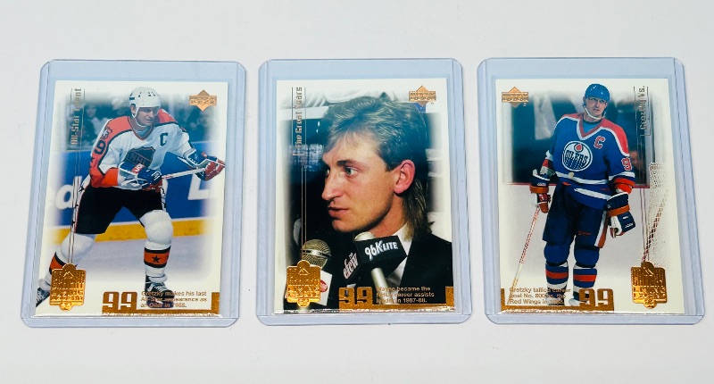 Photo 1 of 195711… 3 Wayne Gretzky cards in hard plastic sleeves 