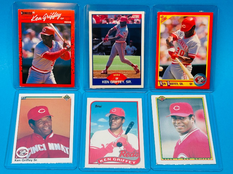 Photo 1 of 195732…6 Ken Griffey Sr. cards in hard plastic sleeves
