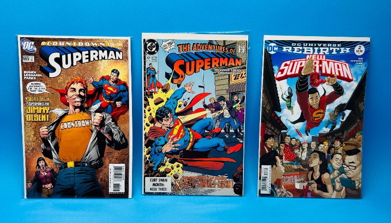 Photo 1 of 195747…3 Superman comics in plastic sleeves