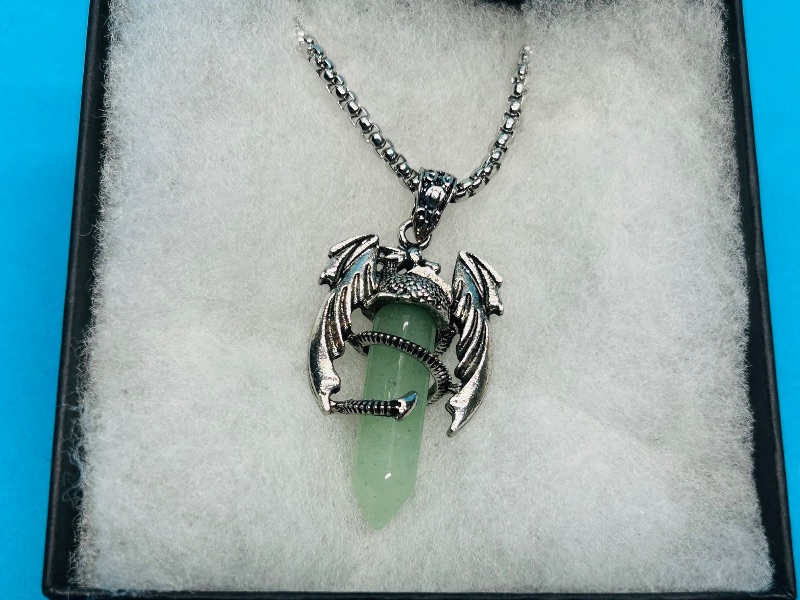 Photo 1 of 195813… polished rock dragon pendant on 20” chain in gift box