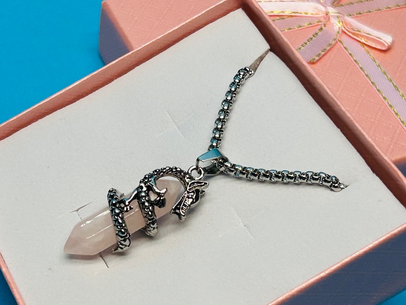 Photo 1 of 195816… polished rock dragon pendant on 18” chain in gift box