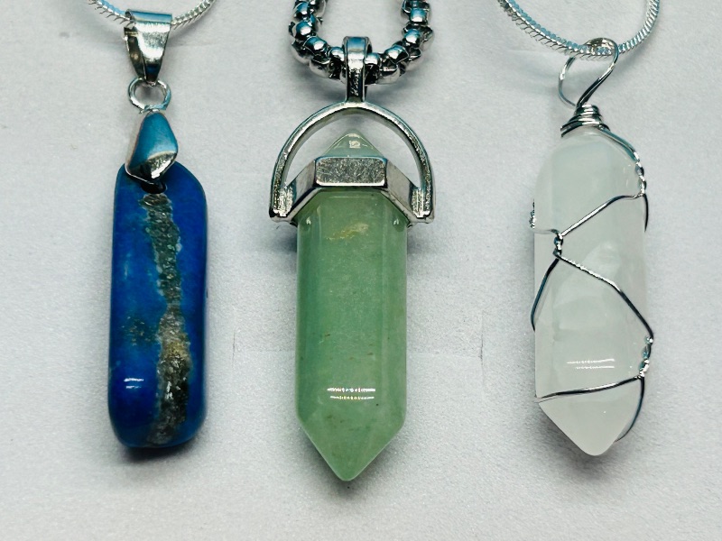 Photo 1 of 195817…3 polished rock pendants on 18” chains in gift box