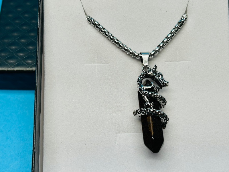 Photo 1 of 195824… polished rock dragon pendant on 20” chain in gift box