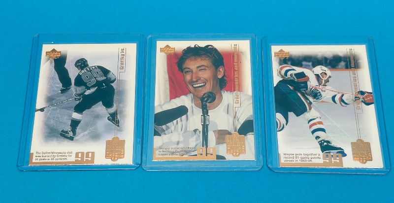Photo 1 of 195853…3 Wayne Gretzky cards in hard plastic sleeves 