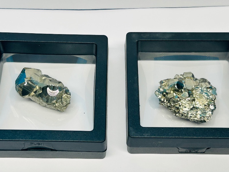 Photo 1 of 195886…3 pyrite (fools gold) nuggets in small display cases