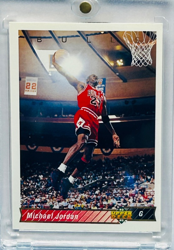 View 3 of 195893…Michael Jordan Upper Deck card 23 in hard plastic case