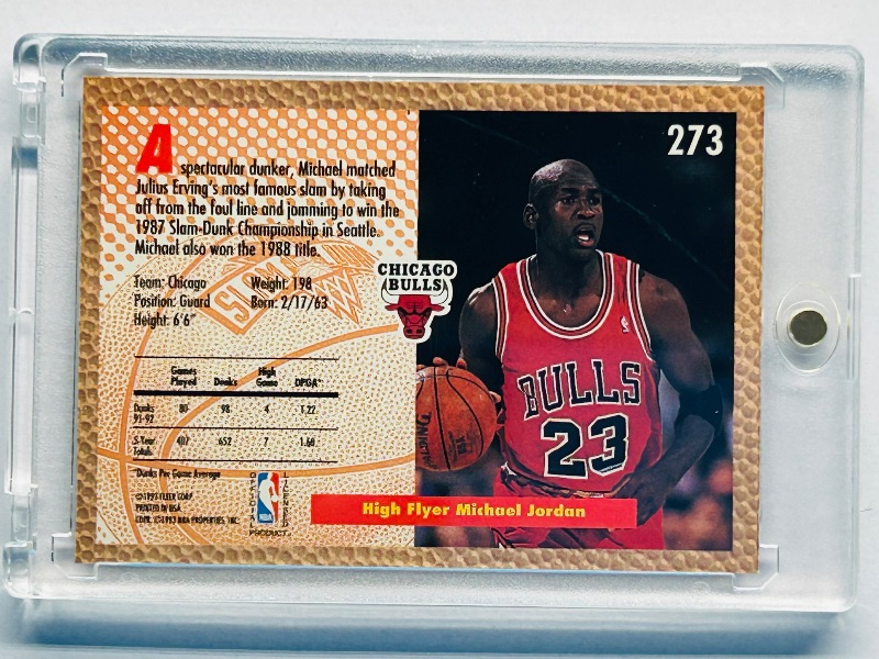 Photo 1 of 195895…Michael Jordan slam dunk card 273  in hard plastic case