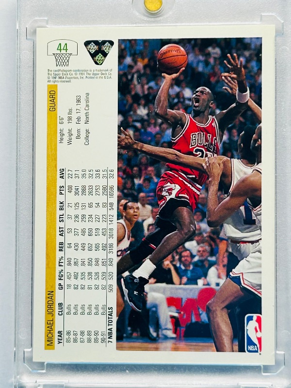 Photo 1 of 195896…Michael Jordan card 44 in hard plastic case