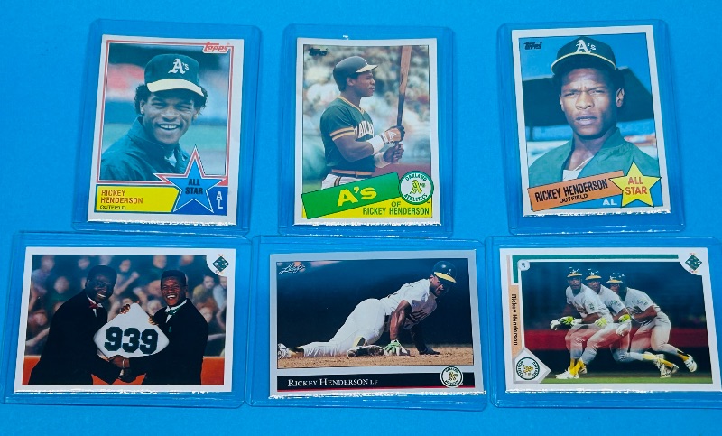 Photo 1 of 195899…6 Rickey Henderson cards in hard plastic sleeves