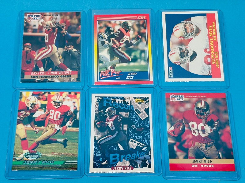 Photo 1 of 195902…6 Jerry Rice cards in hard plastic sleeves 