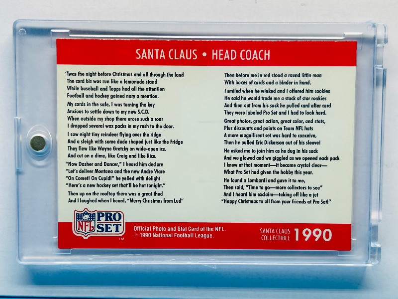 Photo 1 of 195904…Santa Claus head coach Pro Set card in hard plastic case