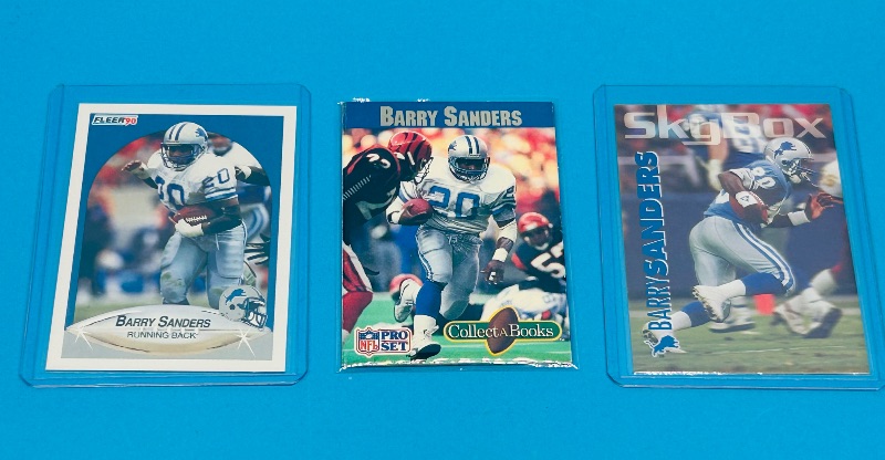 Photo 1 of 195909…3 Barry Sanders cards in hard plastic sleeves 