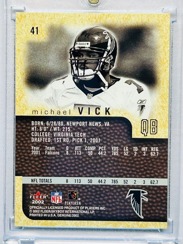 Photo 1 of 195951…Michael Vick card 41 in hard plastic case