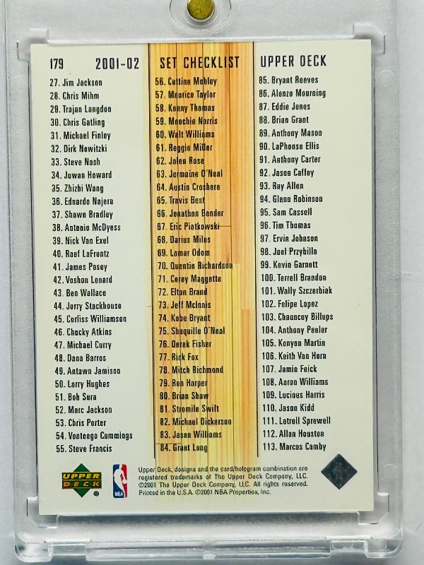 Photo 1 of 195954…Kobe Bryant checklist card in hard plastic case