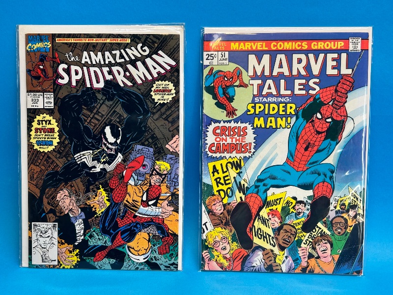 Photo 1 of 195961…2 vintage Spider-Man comics in plastic sleeves