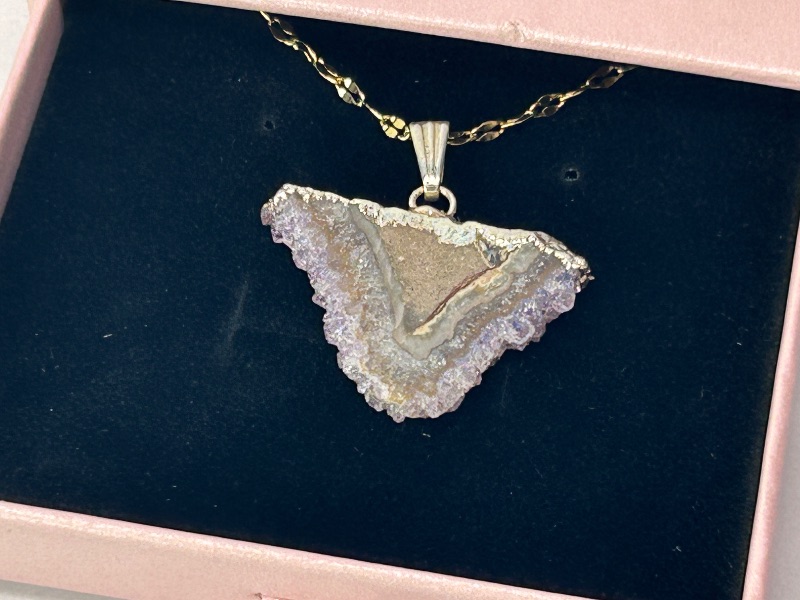 Photo 1 of 196015… amethyst stalactite pendant on adjustable 18-20” chain in gift box