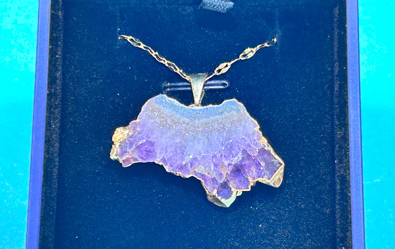 Photo 1 of 196072… amethyst stalactite pendant on adjustable 18-20” chain in lighted gift box