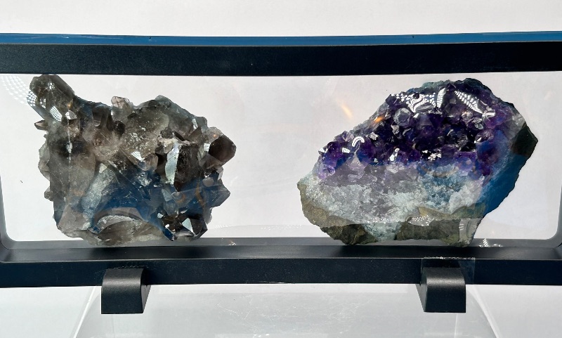 Photo 1 of 196080…amethyst and smokey quartz in 9” display 