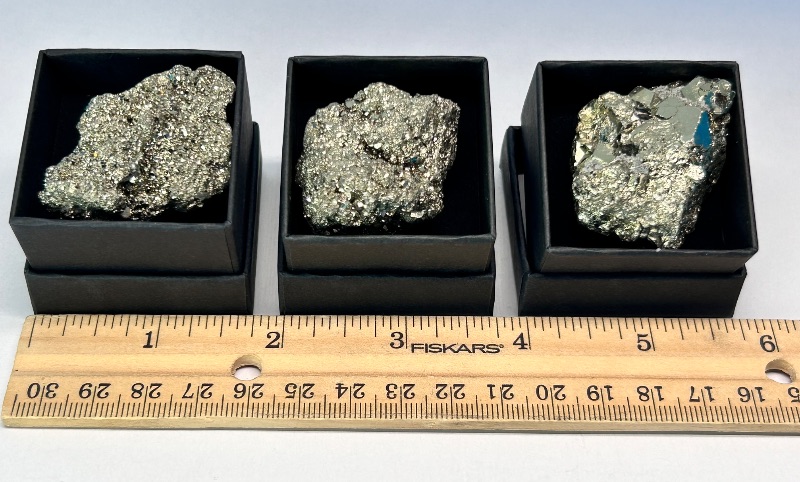 Photo 1 of 196098… 3 small pyrite ( fools gold) in gift boxes 
