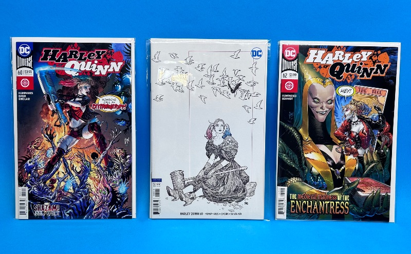 View 1 of 196140…3 Harley Quinn  comics in plastic sleeves 
