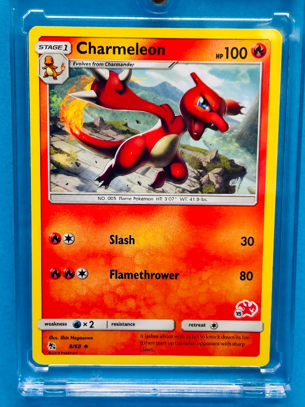 Photo 1 of 196183…Charmeleon  Pokémon card in hard plastic case