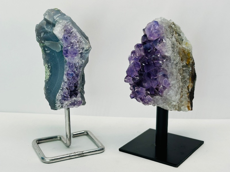 Photo 1 of 196188…2 small amethyst crystal rocks on display stands 