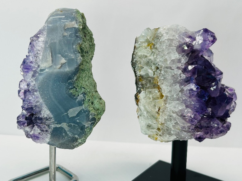 Photo 1 of 196188…2 small amethyst crystal rocks on display stands 