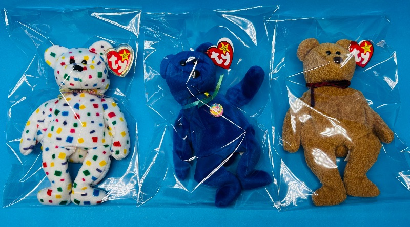 Photo 1 of 197064… 3 TY Beanie Babies in plastic bags -bears 