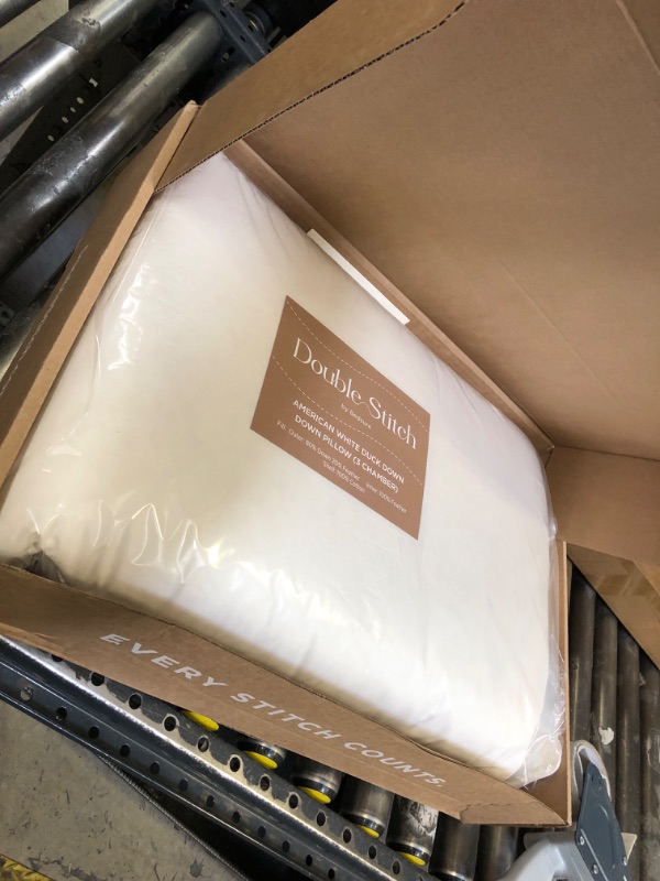 Photo 1 of Double Stitch Down Pillow, 3-Chamber White Bed Pillow for Sleeping, Sourced in America, Made in Canada, Luxury 400 Thread Count 100% Cotton Shell, 700 Fill Power, Firm, Queen, 20" x 30"