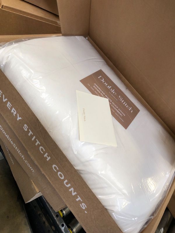 Photo 1 of Double Stitch Down Pillow, 3-Chamber White Bed Pillow for Sleeping, Sourced in America, Made in Canada, Luxury 400 Thread Count 100% Cotton Shell, 700 Fill Power, Soft, Queen, 20" x 30"