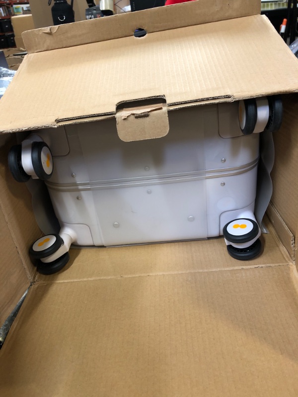 Photo 1 of LEVEL8 Zipperless Carry On Luggage Airline Approved with Aluminum Frame, Cute Hardshell Suitcase with Spinner Wheels, Metal Rolling Travel Case with Tsa Locks, 20 Inch, Off White