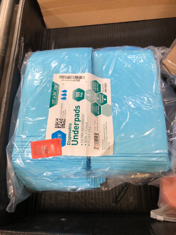 Photo 1 of Medpride Disposable Underpads 17'' x 24'' (100-Count) Incontinence Pads, Bed Covers, Puppy Training | Thick, Super Absorbent Protection for Kids, Adults, Elderly | Liquid, Urine, Accidents