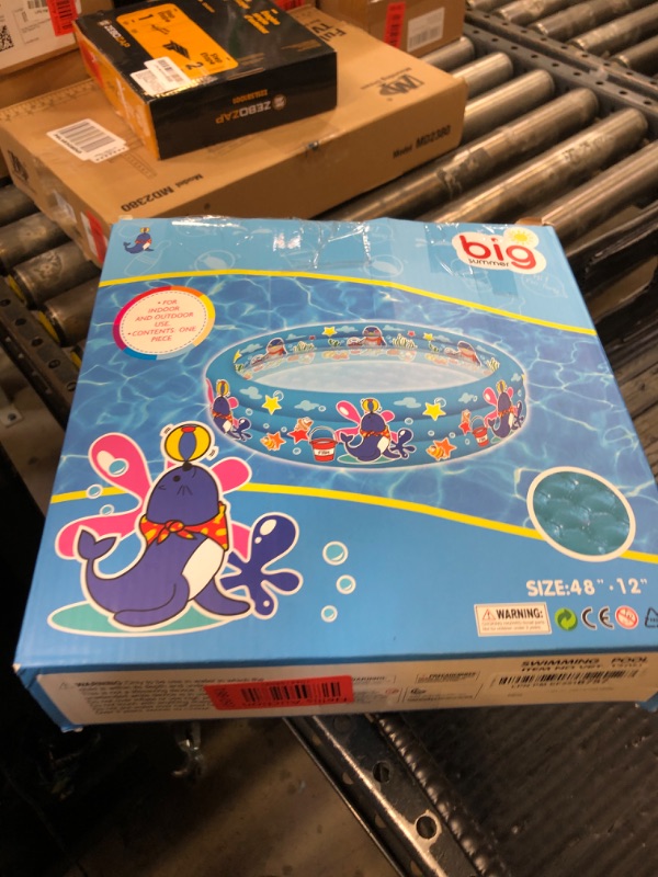 Photo 1 of 3 Rings Kiddie Pool for Toddler, 48”X12”?Kids Swimming Pool, Inflatable Baby Ball Pit Pool, Small Infant Pool (Blue)